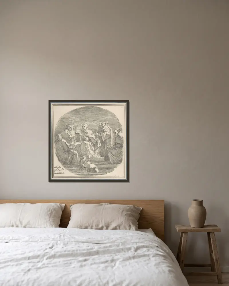 Święty Celestyn V zrzeka się papiestwa, według Mattii Pretiego, Jean-Honoré Fragonard w ramie na ścianie