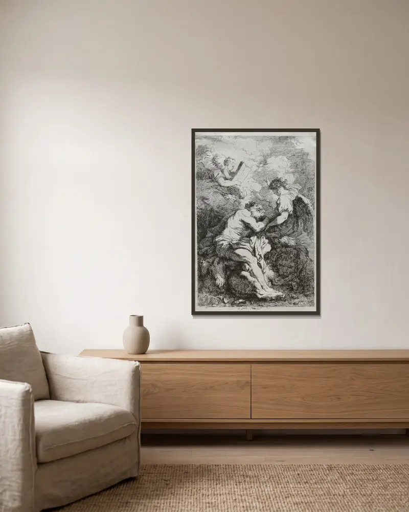 Saint Jerome av Jean-Honoré Fragonard inramad på en vägg