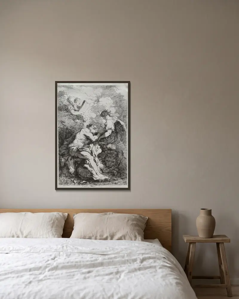 Saint Jerome av Jean-Honoré Fragonard inramad på en vägg