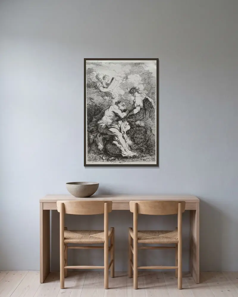 Saint Jerome av Jean-Honoré Fragonard inramad på en vägg