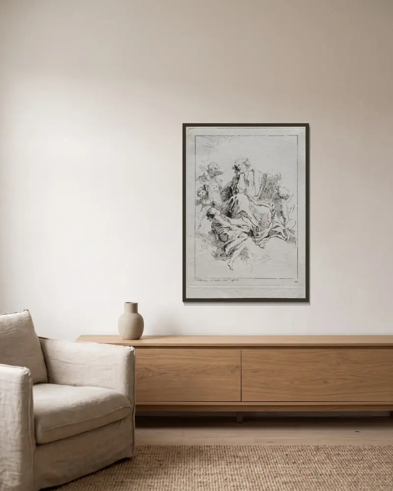 Der heilige Lukas von Jean-Honoré Fragonard gerahmt an einer Wand