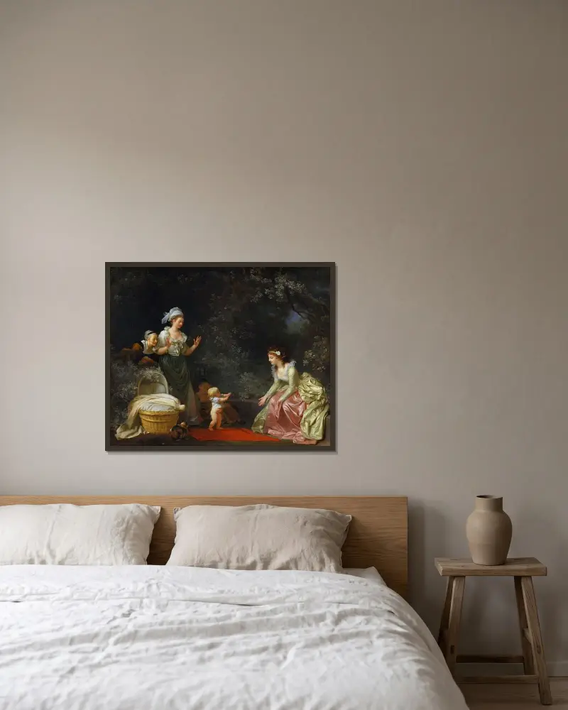 Die ersten Schritte von Jean-Honoré Fragonard gerahmt an einer Wand
