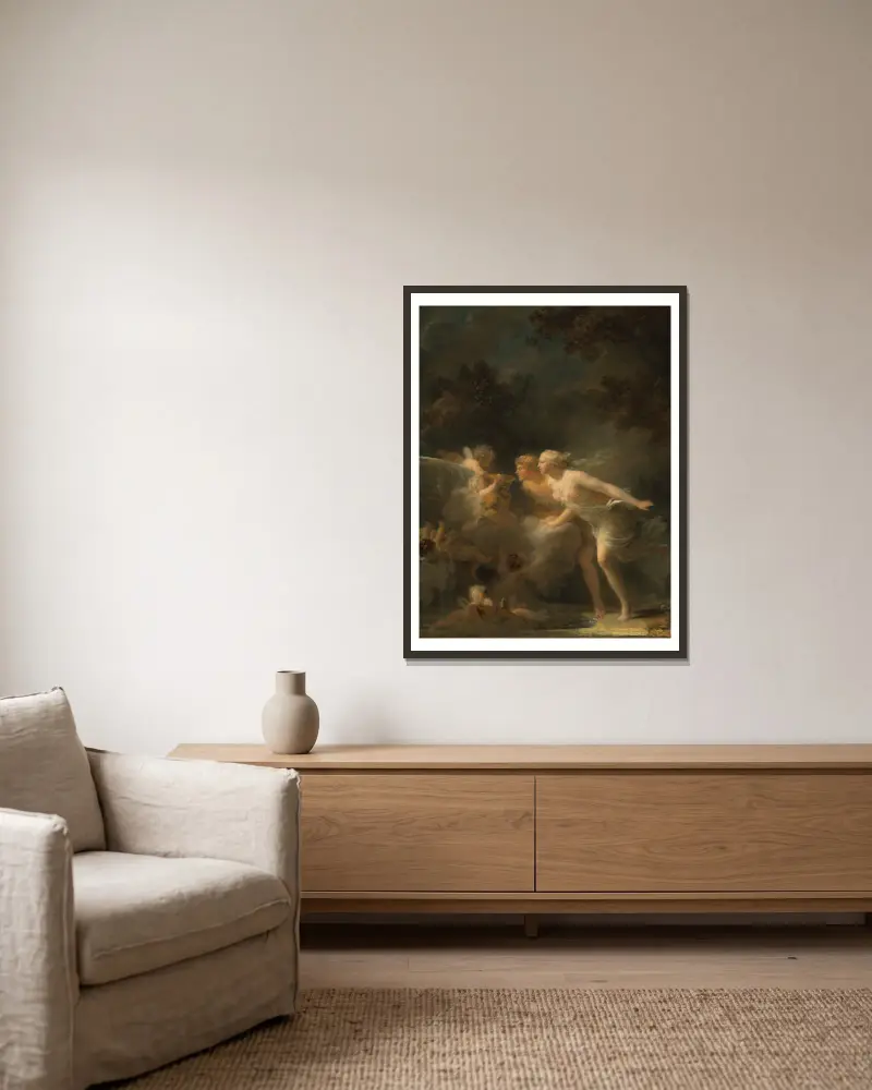 Fontanna miłości, Jean-Honoré Fragonard w ramie na ścianie