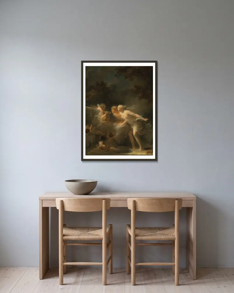Fontanna miłości, Jean-Honoré Fragonard w ramie na ścianie