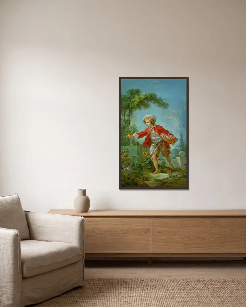 The Gardener av Jean-Honoré Fragonard inramad på en vägg