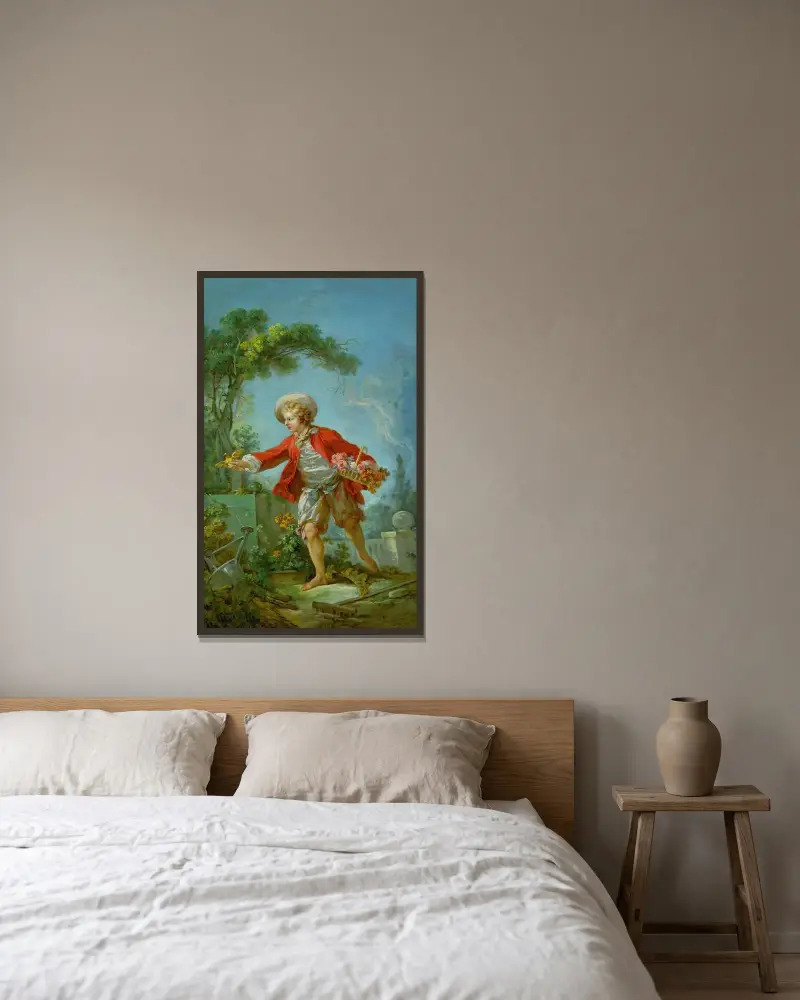 The Gardener av Jean-Honoré Fragonard inramad på en vägg
