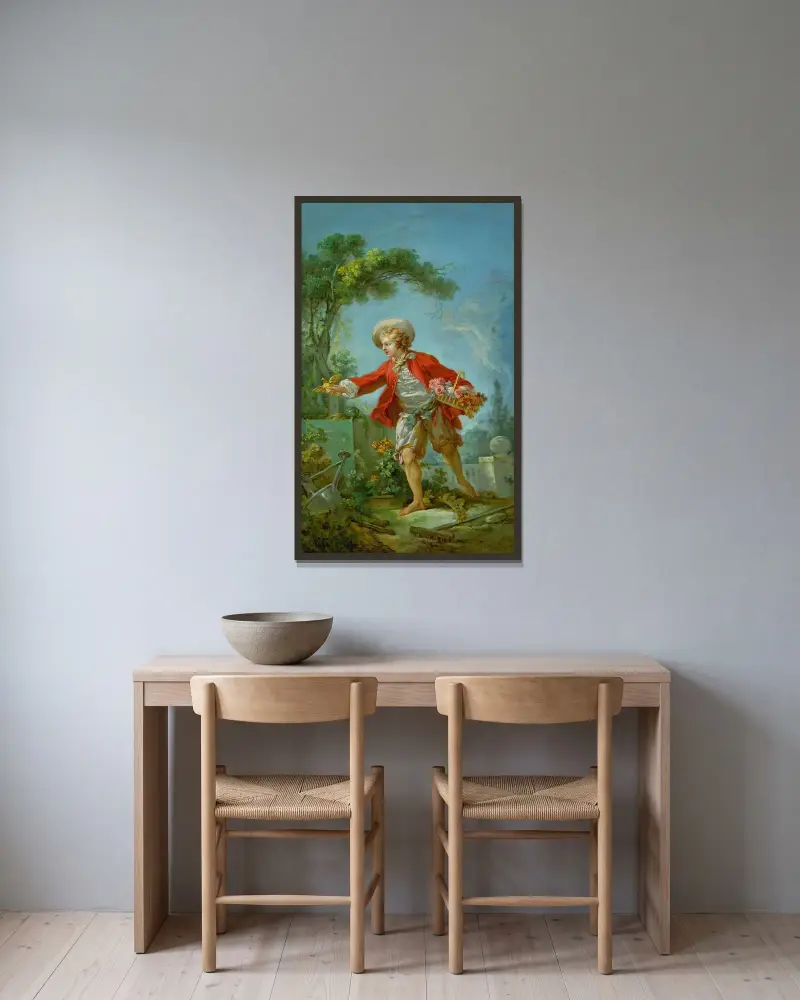 The Gardener av Jean-Honoré Fragonard inramad på en vägg