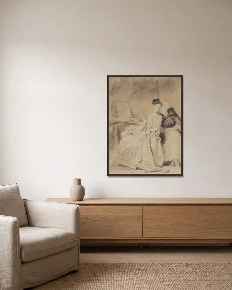 Das intime Gespräch von Jean-Honoré Fragonard gerahmt an einer Wand