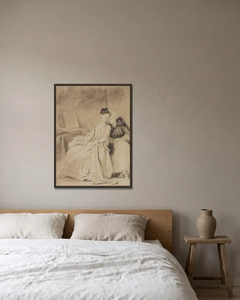 Das intime Gespräch von Jean-Honoré Fragonard gerahmt an einer Wand