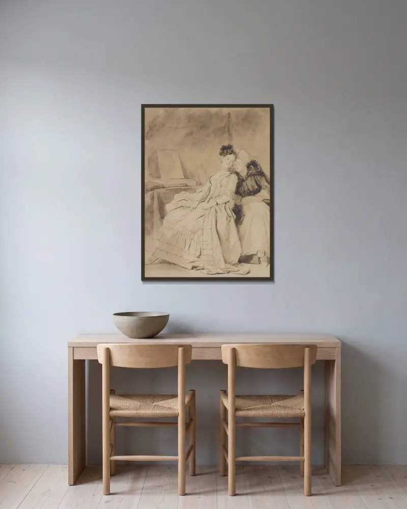 Das intime Gespräch von Jean-Honoré Fragonard gerahmt an einer Wand