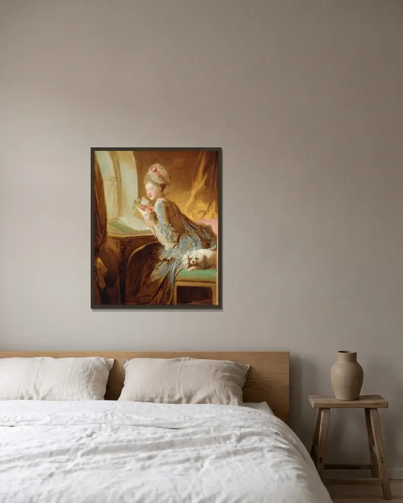 Der Liebesbrief – Nr. 2 von Jean-Honoré Fragonard gerahmt an einer Wand