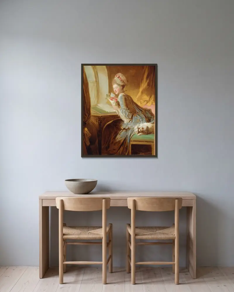 Der Liebesbrief – Nr. 2 von Jean-Honoré Fragonard gerahmt an einer Wand