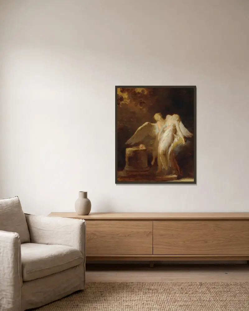 The sacrifice of the Rose – nr 1 av Jean-Honoré Fragonard inramad på en vägg