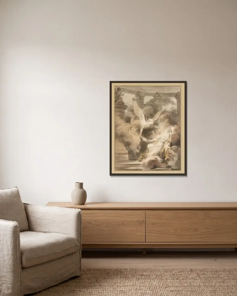 Rosens offer, 1780 av Jean-Honoré Fragonard inramad på en vägg