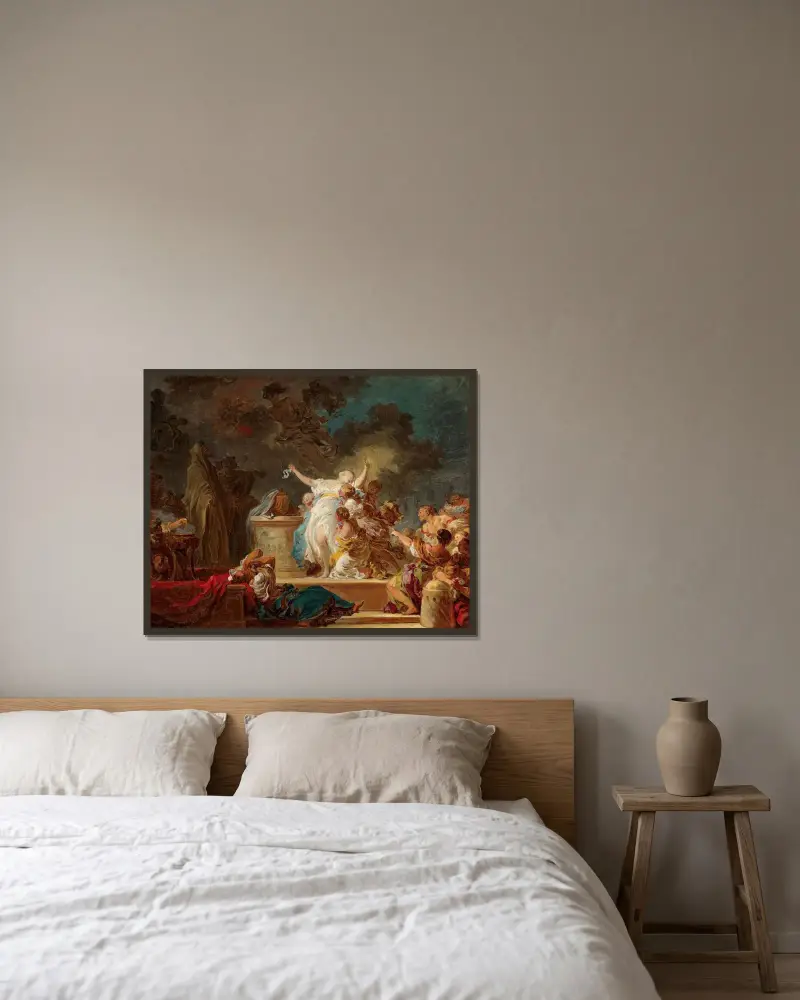 Offret till Minotauren av Jean-Honoré Fragonard inramad på en vägg