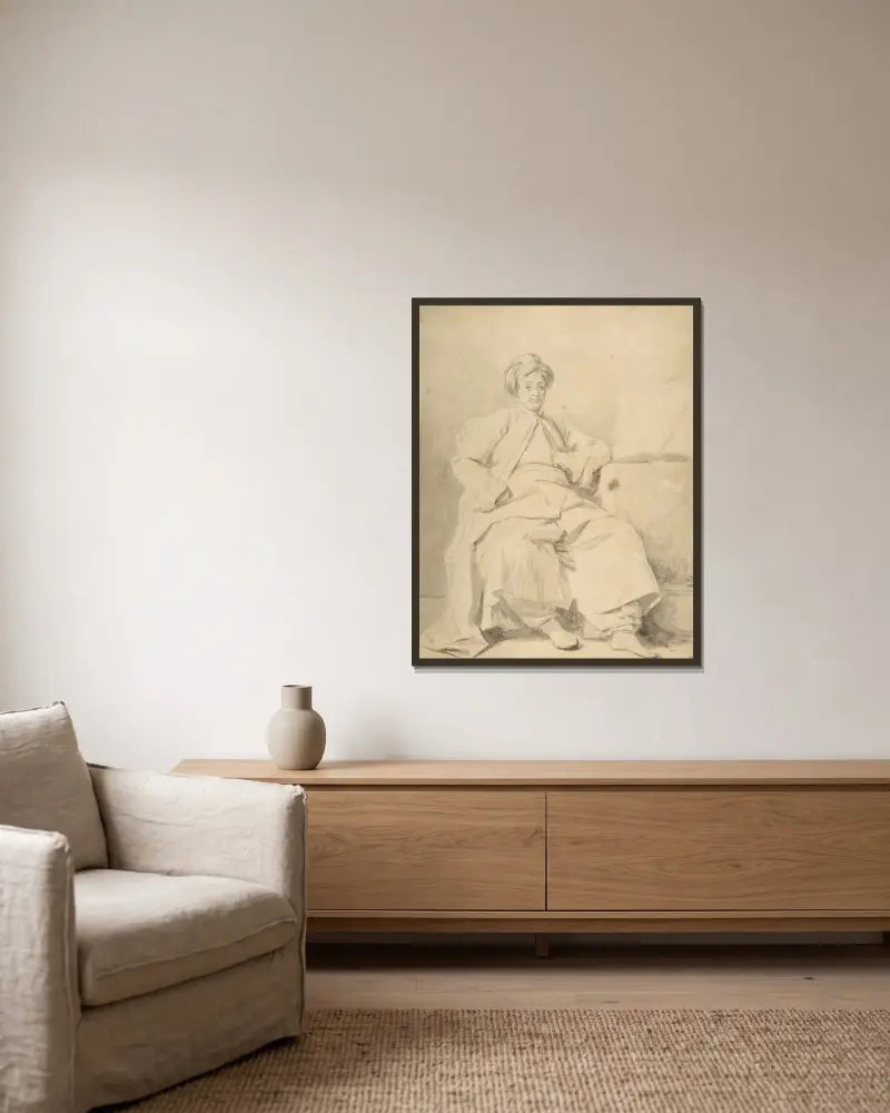 The Sultan av Jean-Honoré Fragonard inramad på en vägg