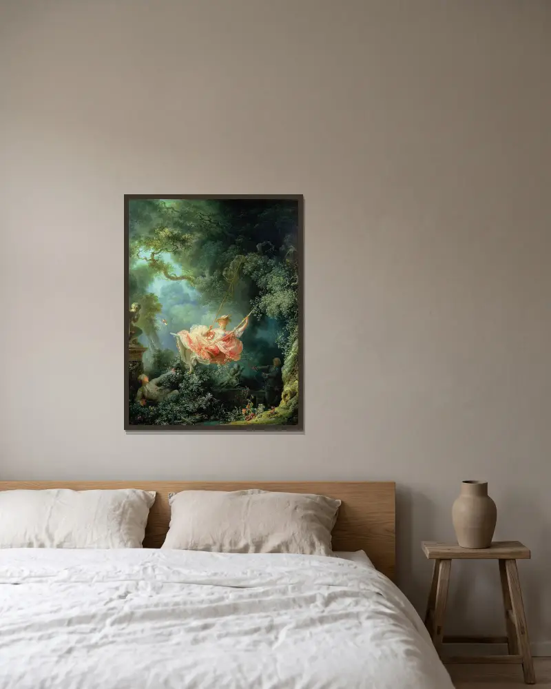 Gungan, 1767 av Jean-Honoré Fragonard inramad på en vägg