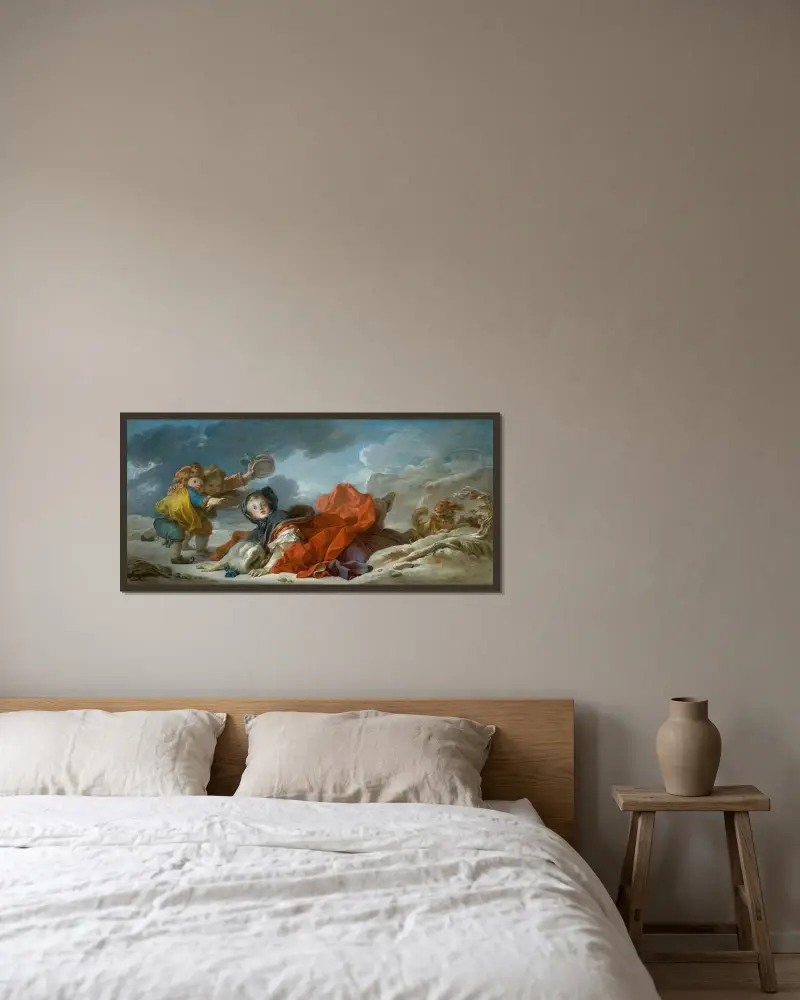 Winter von Jean-Honoré Fragonard gerahmt an einer Wand
