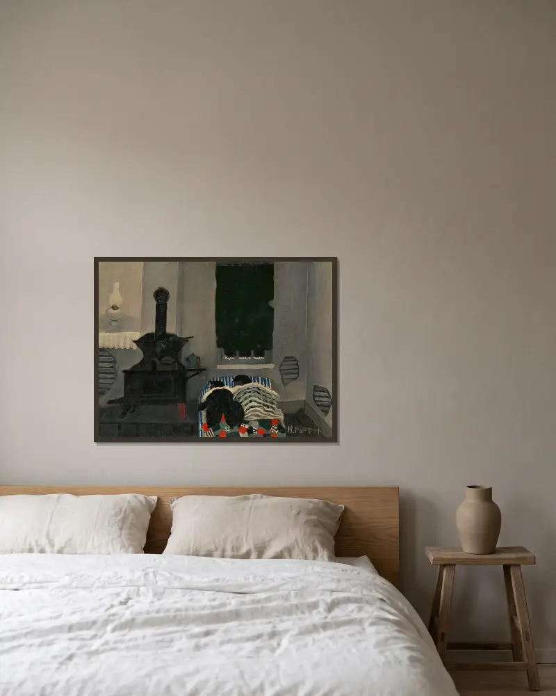 Schlafend von Horace Pippin gerahmt an einer Wand