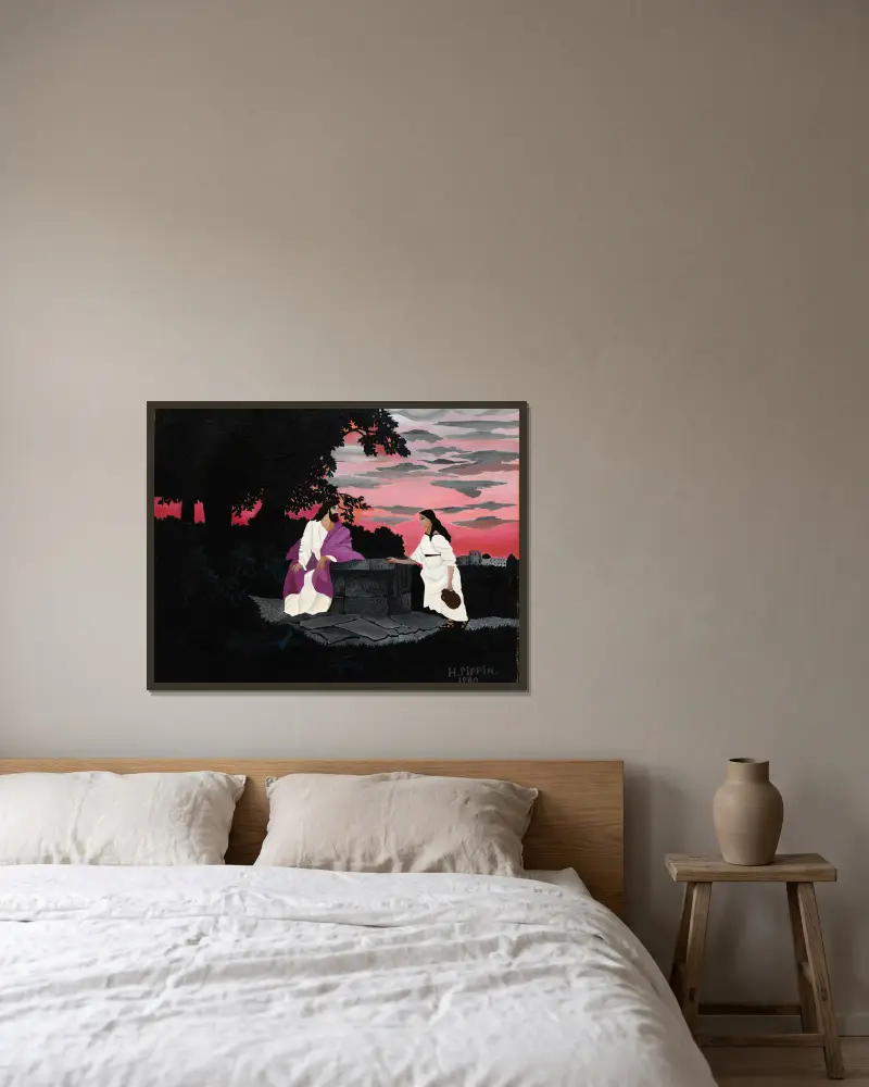 Kristus och kvinnan från Samaria av Horace Pippin inramad på en vägg