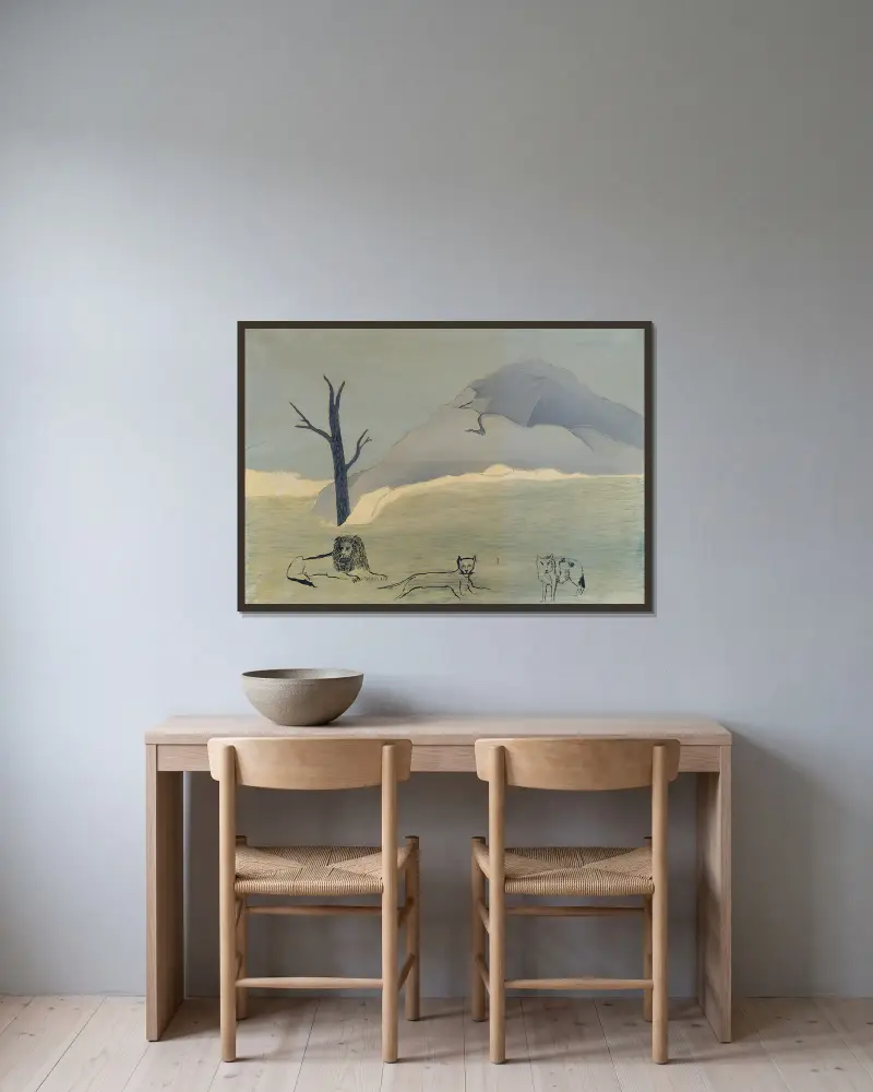 Heiliger Berg IV von Horace Pippin gerahmt an einer Wand