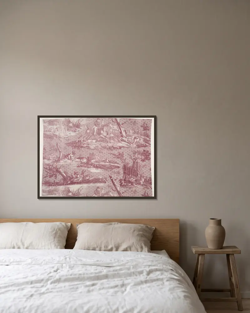 Hunting Scene Design av Horace Vernet inramad på en vägg