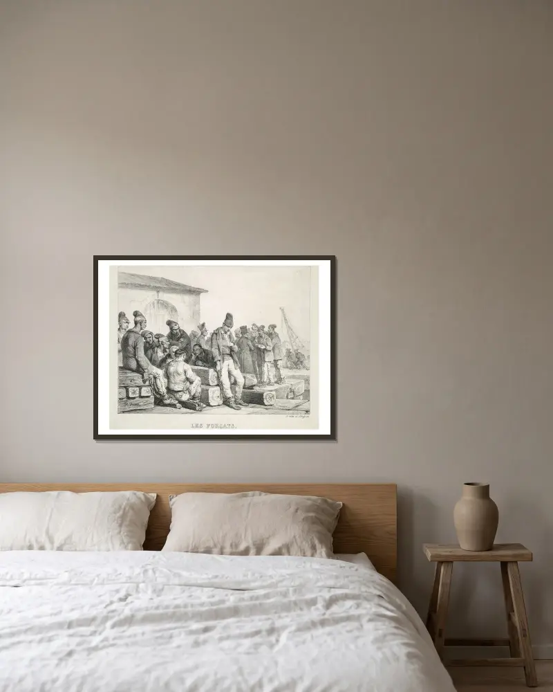 The Convicts av Horace Vernet inramad på en vägg