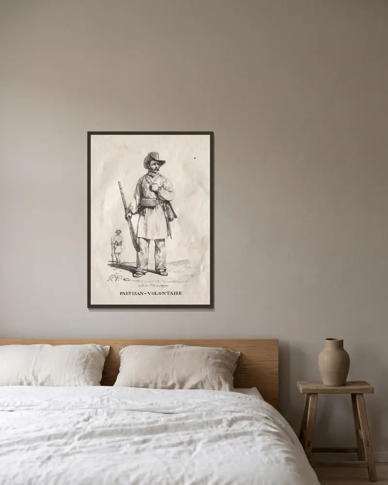 Freiwilliger Partisan von Horace Vernet gerahmt an einer Wand