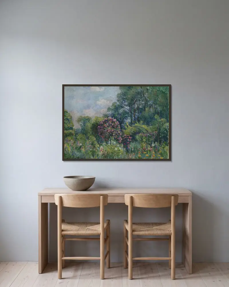 La Roseraie à Giverny (Maison de Monet), 1929 av Blanche Hoschedé-Monet inramad på en vägg
