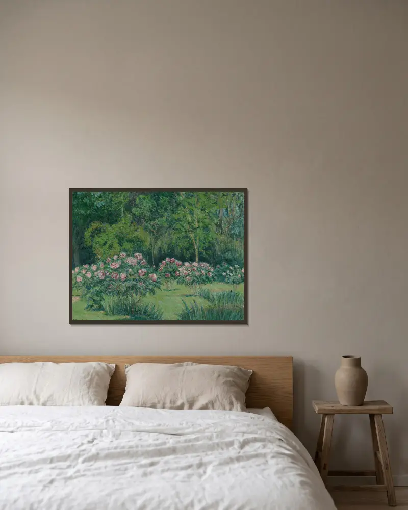 Trädgården i Giverny, 1927 – nr 2 av Blanche Hoschedé-Monet inramad på en vägg