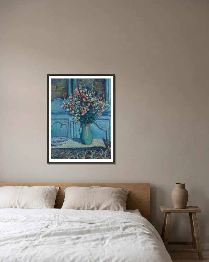 Die Löwenmäulchen, Interieur in Giverny von Blanche Hoschedé-Monet gerahmt an einer Wand