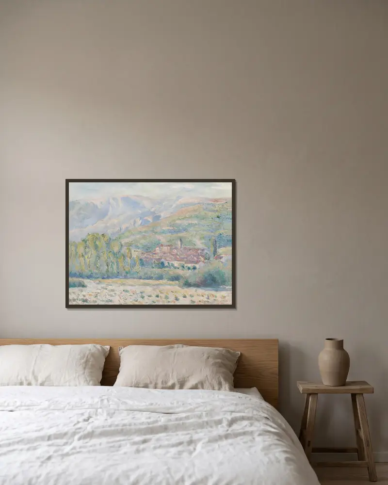 Byn Poujal-sur-Orb (Hérault) av Blanche Hoschedé-Monet inramad på en vägg