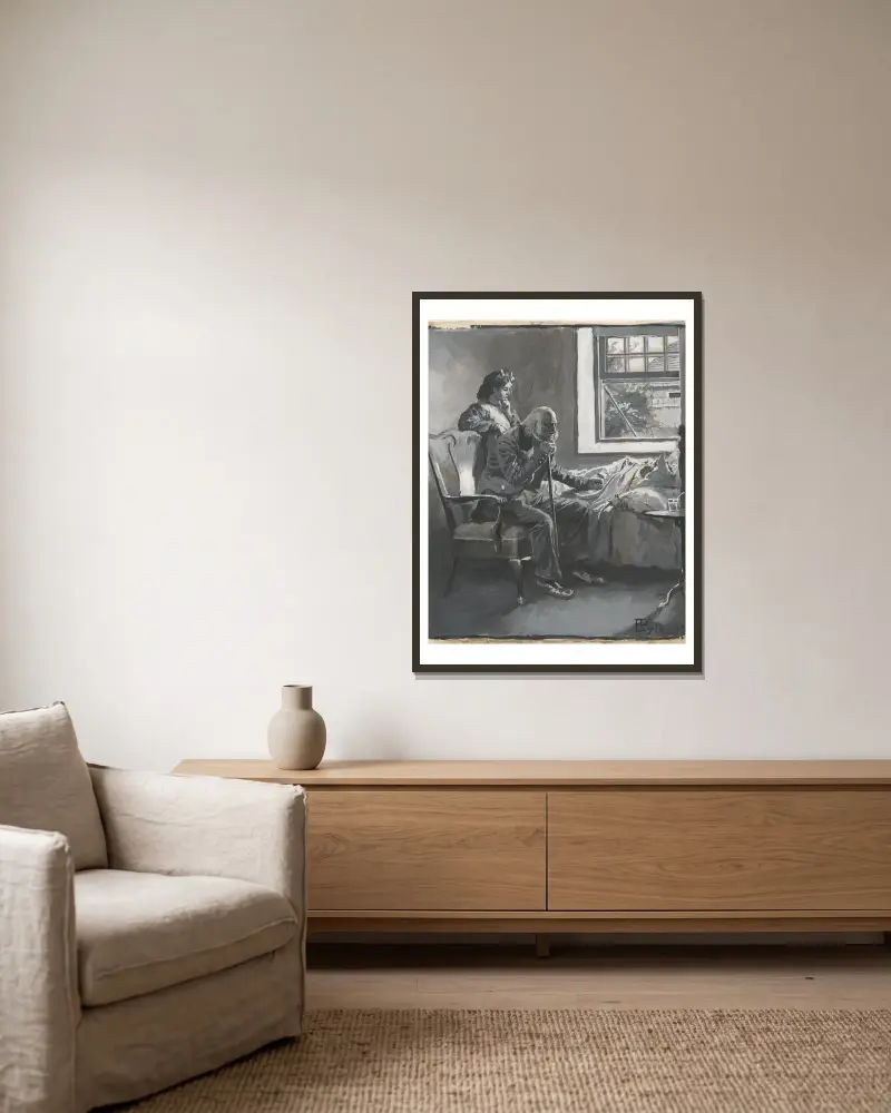 Großvater und der kleine Benny von Howard Pyle gerahmt an einer Wand