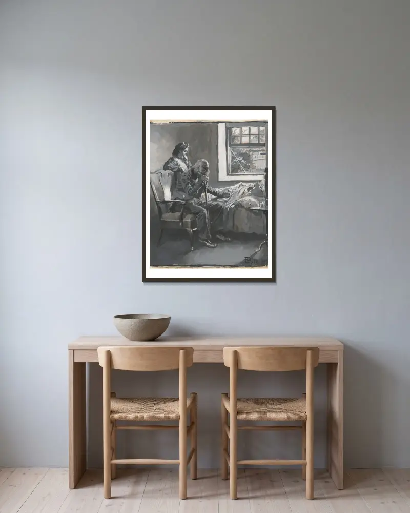 Großvater und der kleine Benny von Howard Pyle gerahmt an einer Wand