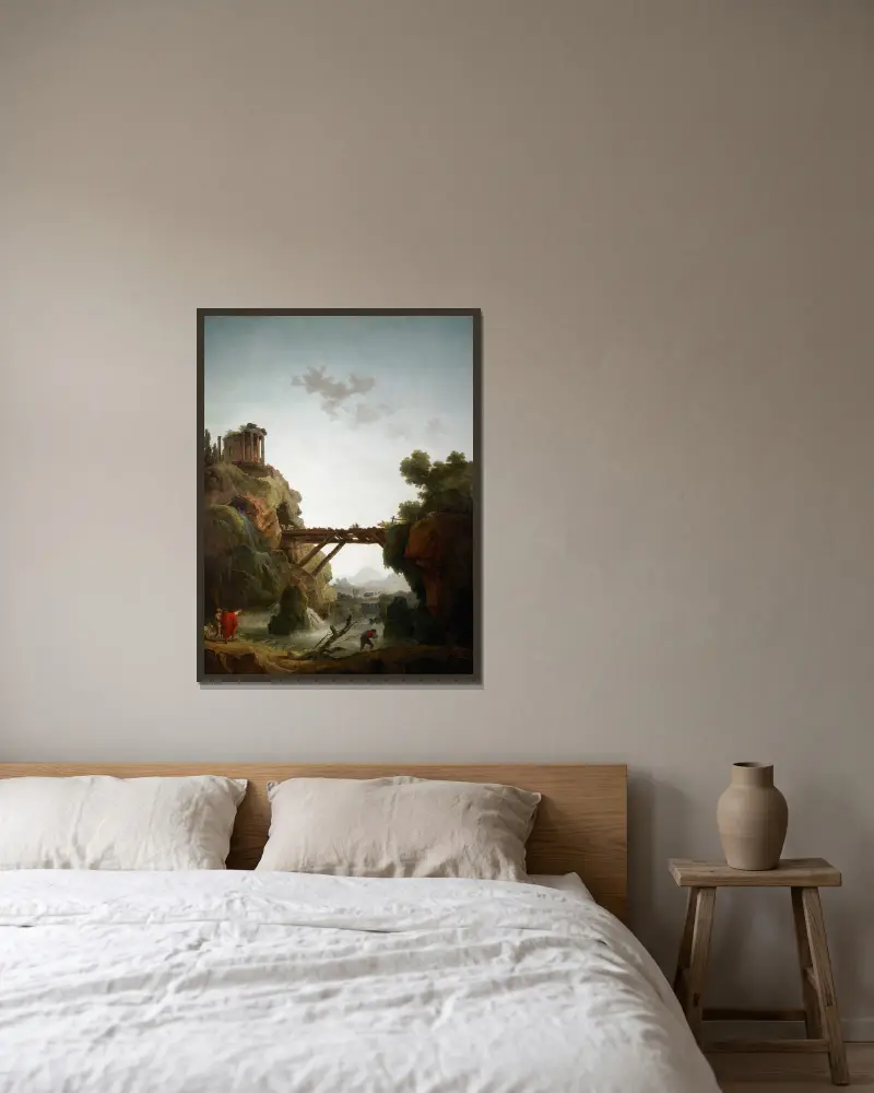 Fantastische Ansicht von Tivoli von Hubert Robert gerahmt an einer Wand