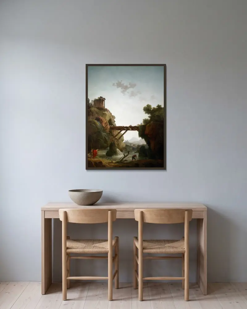 Fantastische Ansicht von Tivoli von Hubert Robert gerahmt an einer Wand