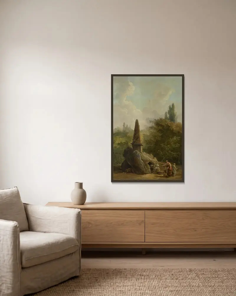 Zahradní monument, Hubert Robert v rámu na stěně