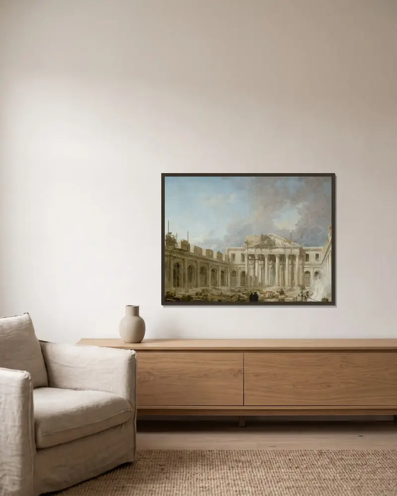 Stavba chirurgické školy, Hubert Robert v rámu na stěně