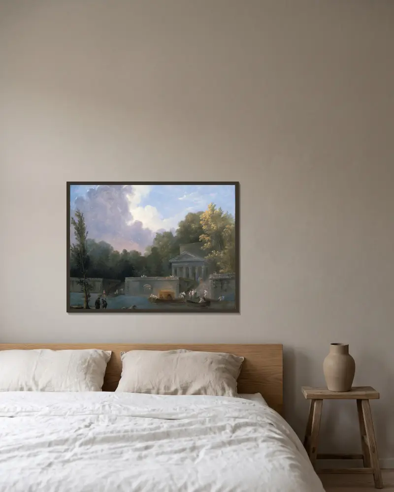 Park Scene av Hubert Robert inramad på en vägg