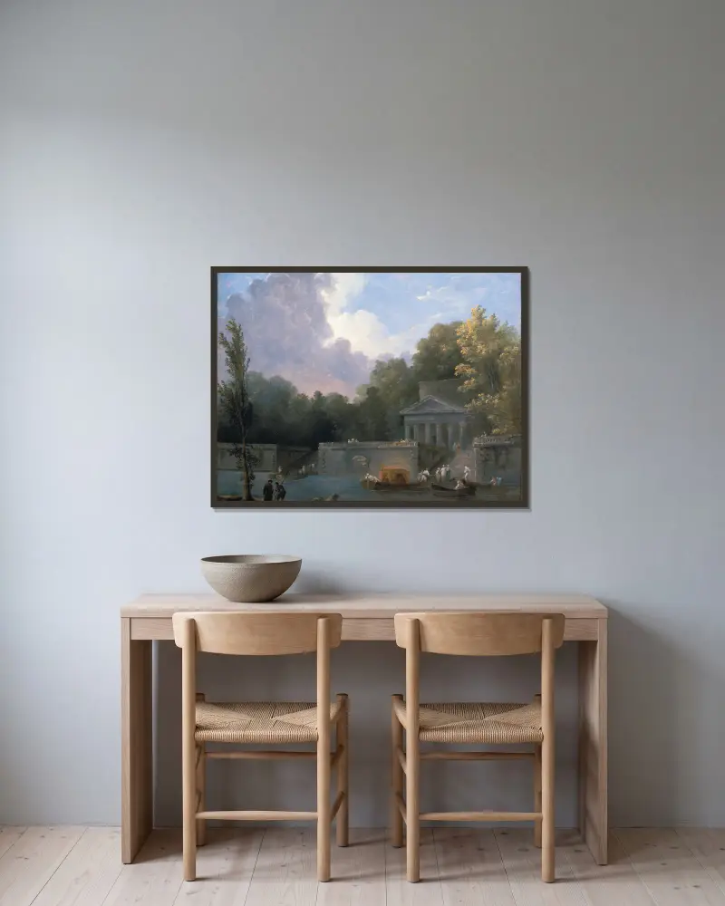 Park Scene av Hubert Robert inramad på en vägg