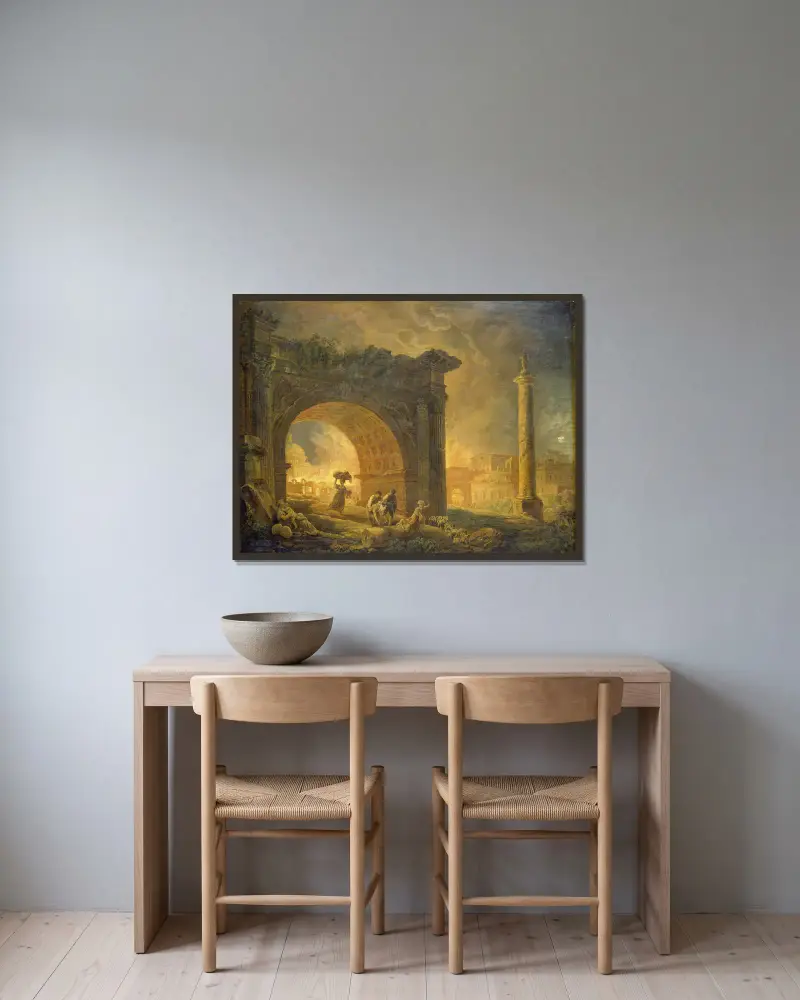 Römische Ruinen, 1773 von Hubert Robert gerahmt an einer Wand