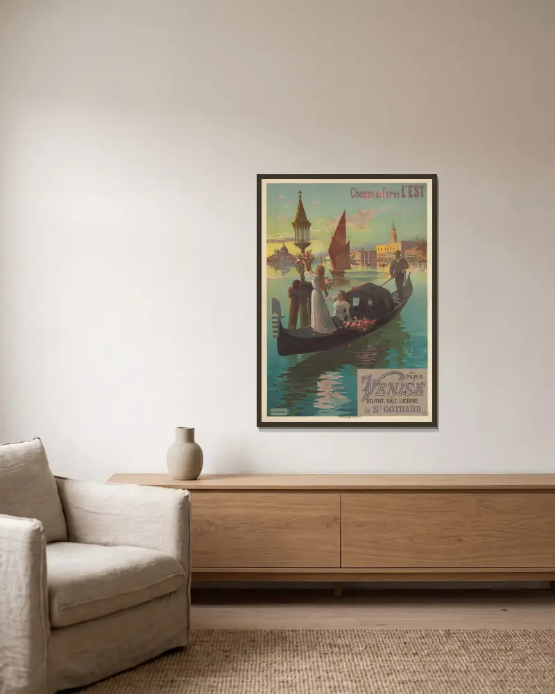 Järnvägen Est. Från Paris till Venedig via Belfort, Basel, Luzern och St Gotthard av Frederic Hugo d’Alési inramad på en vägg
