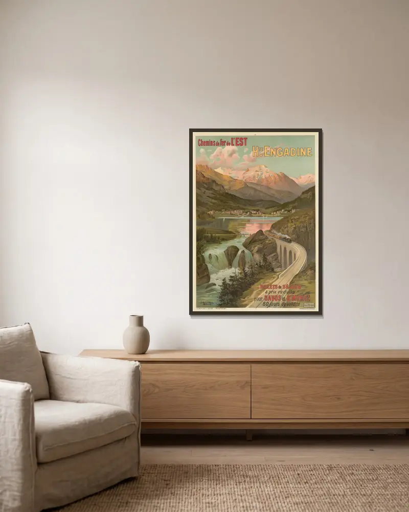 Chemins de fer de l’Est Haute Engadine von Frederic Hugo d’Alési gerahmt an einer Wand
