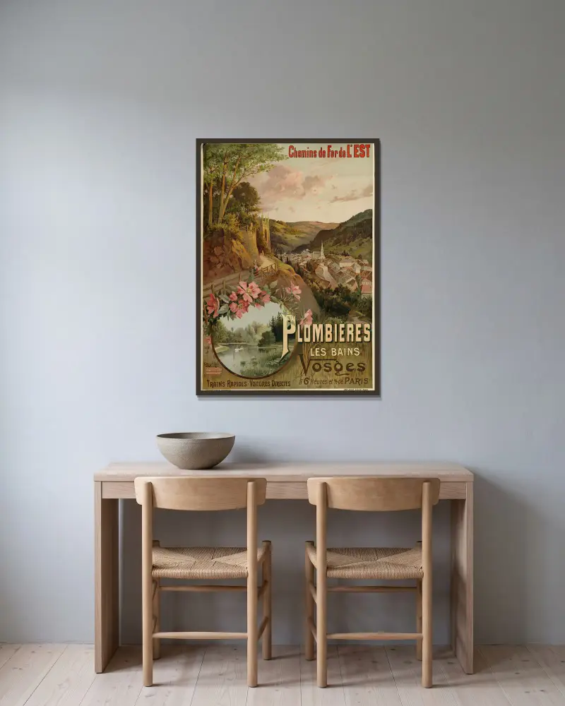 Chemins de fer de l’Est ; Plombières les Bains von Frederic Hugo d’Alési gerahmt an einer Wand