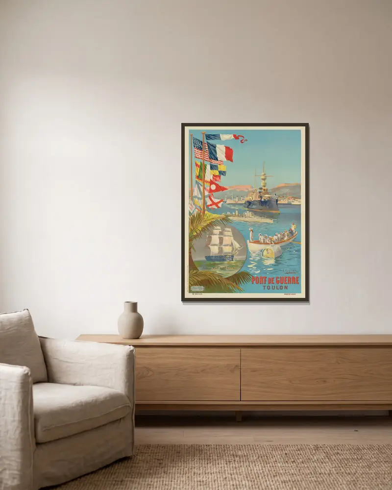 Kriegshafen. Toulon von Frederic Hugo d’Alési gerahmt an einer Wand