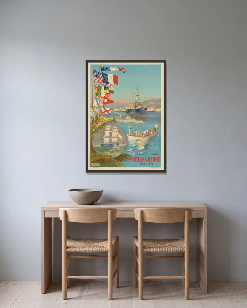 Kriegshafen. Toulon von Frederic Hugo d’Alési gerahmt an einer Wand