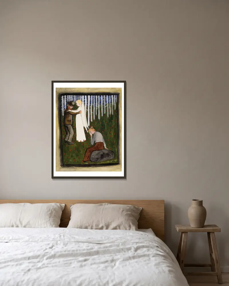 Dream av Hugo Simberg inramad på en vägg