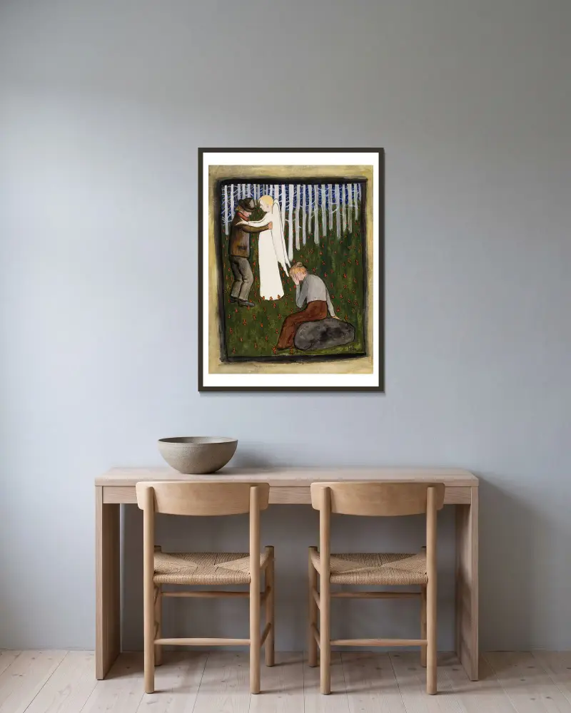 Dream av Hugo Simberg inramad på en vägg
