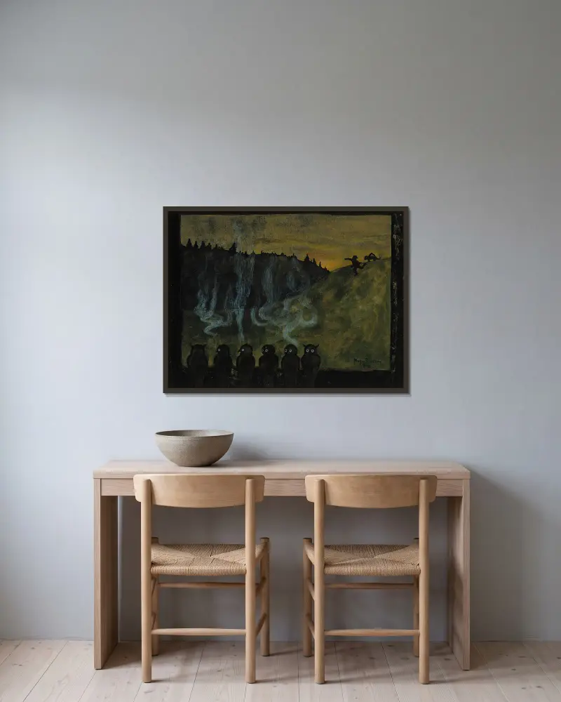 Vision av Hugo Simberg inramad på en vägg