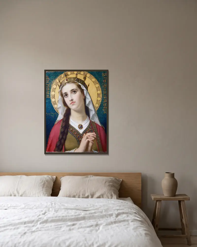 Sankta Elisabet av Ungern av Hugues Merle inramad på en vägg